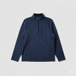 Woolrich Men's Blue Quarter-Zip Pullover Long Sleeve Medium Athletic Sweater EUC